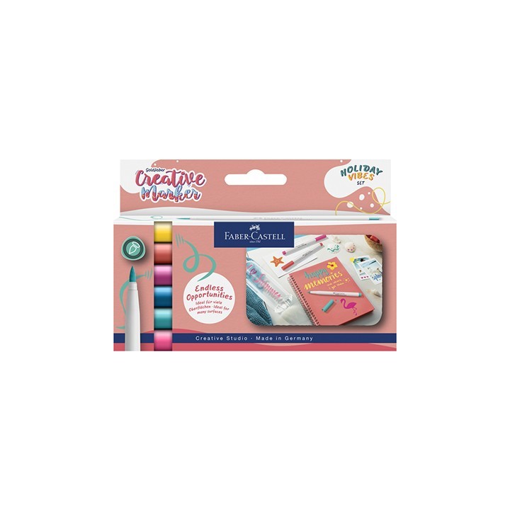 (161013)Faber Castell Marker creatief FC Goldfaber brushpunt B Holiday Vibes, set a 6 stuks