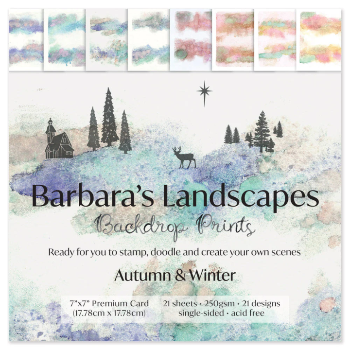 (ACC-CA-31892-77)Clarity Barbara's Autumn/Winter Landscape Backdrop Prints 7" x 7" Card Pack