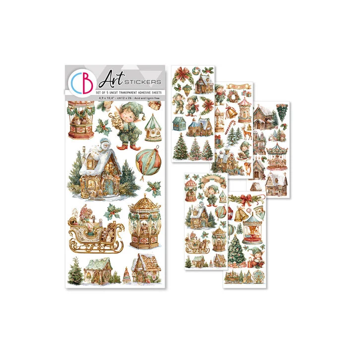 (CBI011)CIAO BELLA The Jolly Elfs Transparent Adhesive Sheets (5pcs)