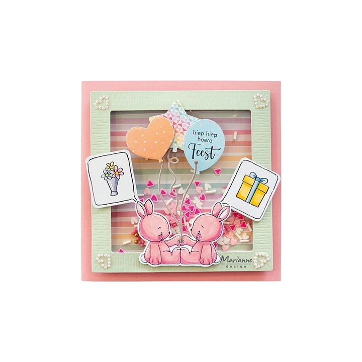 (CA3219)Marianne Design Hearts pearls - white