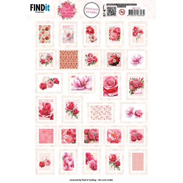 (SB11115)Berries Beauties - Floral Elegance - Push Out Postage Stamp