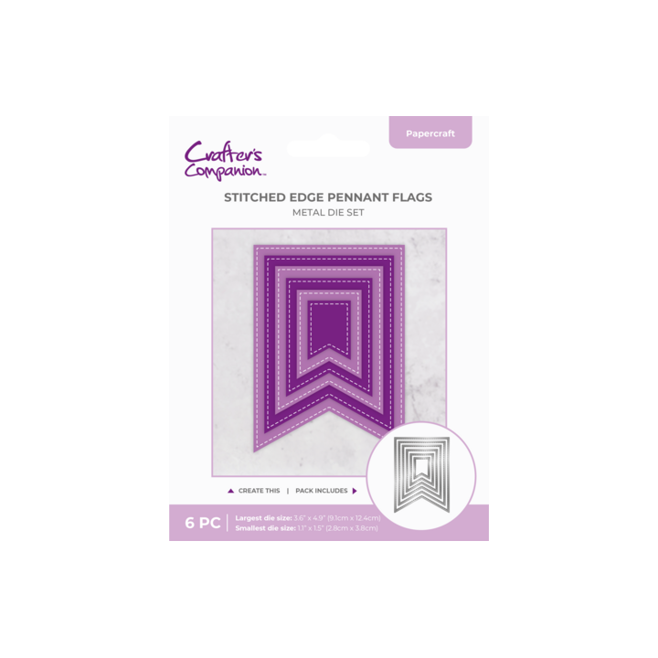 (CC-MD-SEPF)Crafter's Companion Stitched Edge Metal Die Pennant Flags