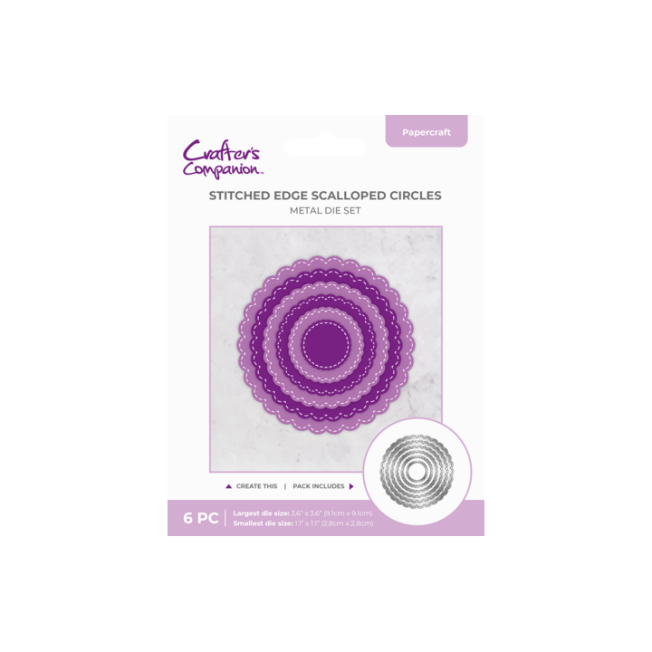 (CC-MD-SESC)Crafter's Companion Stitched Edge Metal Die Scalloped Circles