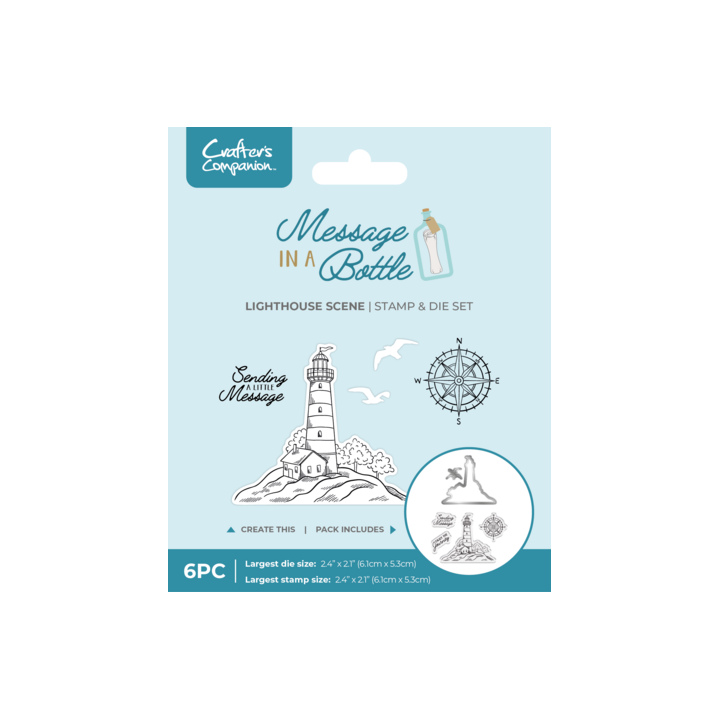 (CC-MIAB-STD-LHOSC)Crafter's Companion Message in a Bottle Stamp & Die Lighthouse Scene