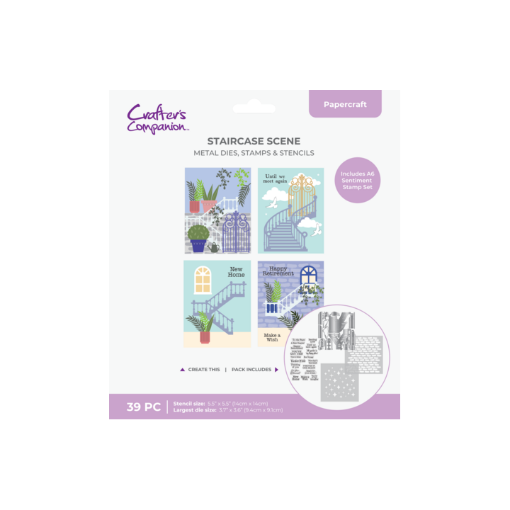 (CC-STD-STEN-STSC)Crafter's Companion Staircase Scene Stamp, Die & Stencil