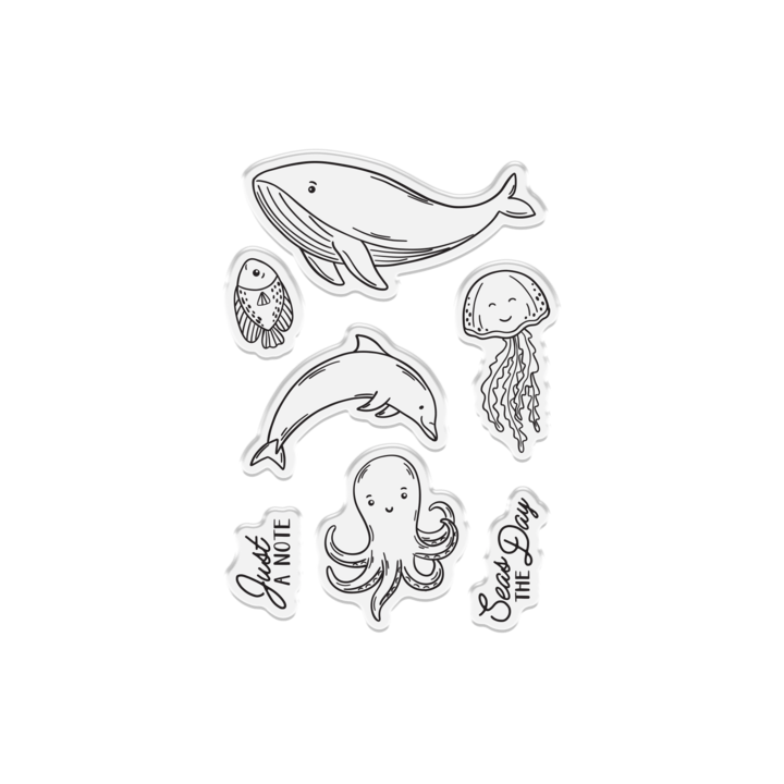 (CC-MIAB-STD-OCFRI)Crafter's Companion Message in a Bottle Stamp & Die Ocean Friends