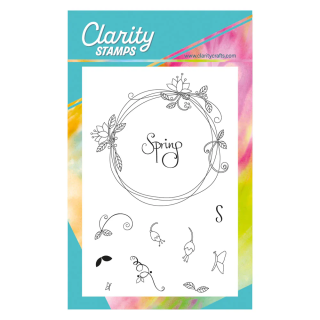 (STA-FL-11527-A6)Claritystamp Barbara's Bijou Entwined Spring Wreath A6 Stamp Set