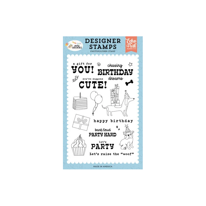 (PA480046)Echo Park Party Animal Designer Stamps Chasing Birthday Dreams