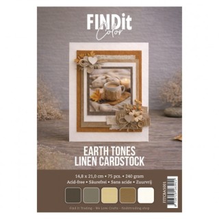 (FITCBA5001)Find It Color - Linen Cardstock Pack A5 - Earth Tones