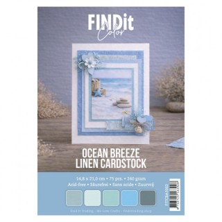 (FITCBA5002)Find It Color - Linen Cardstock Pack A5 - Ocean Breeze