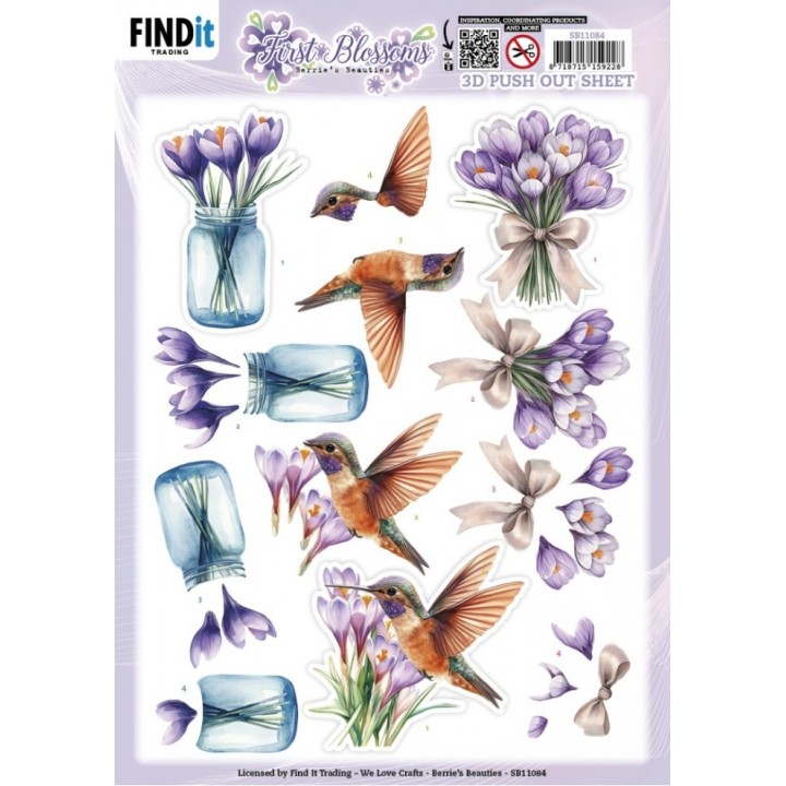 (SB11084)3D Pushout Sheet - Berries Beauties - First Blossoms - Flutter Bloom