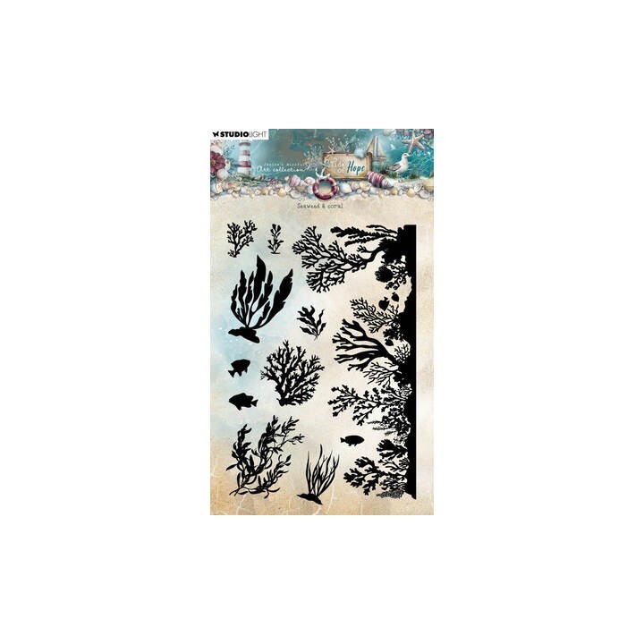 (JMA-TH-STAMP932)Studio light Stamp Seaweed & coral Tide of Hope nr. 932