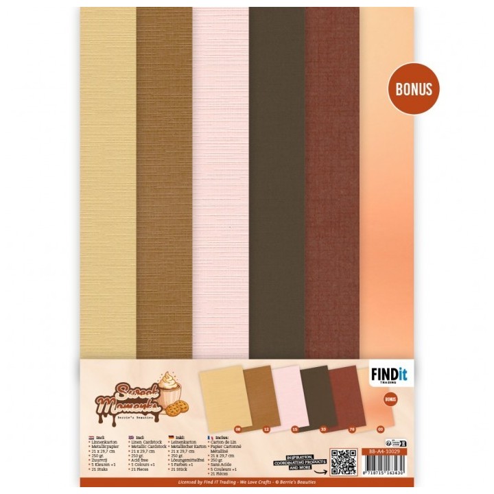 (BB-A4-10029)Linen Cardstock Pack - Berries Beauties - Sweet Moments - A4