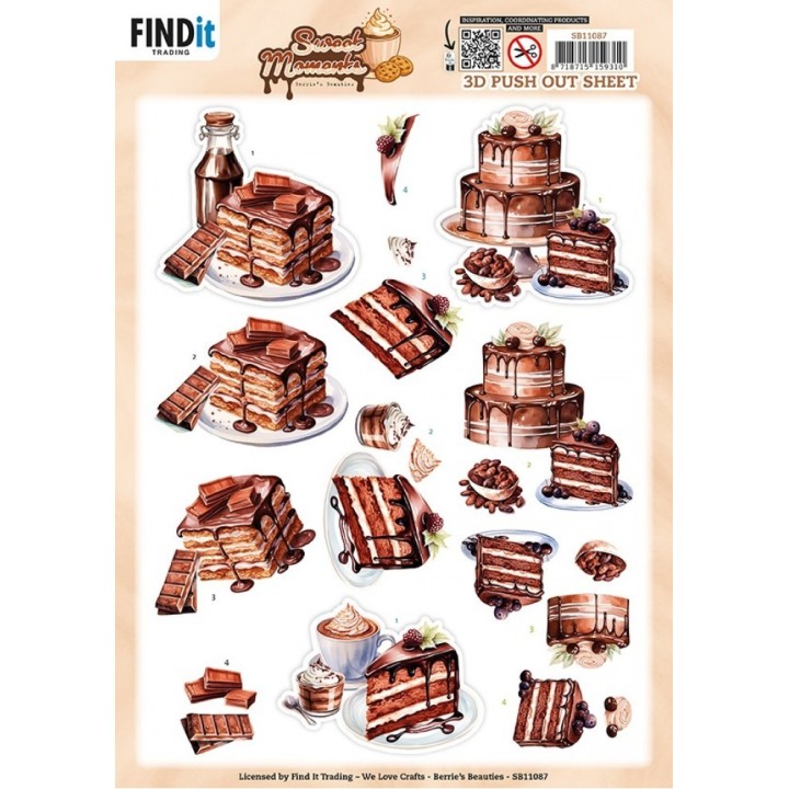 (SB11087)3D Pushout Sheet - Berries Beauties - Sweet Moments - Baked with Love