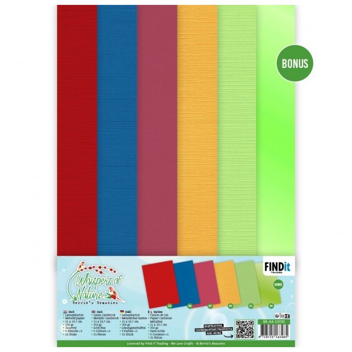(BB-A4-10030)Linen Cardstock Pack - Berries Beauties - Whispers Of Nature - A4