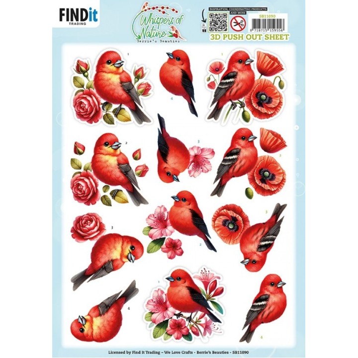 (SB11090)3D Pushout Sheet - Berries Beauties - Whispers of Nature - Red