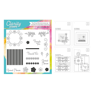 (STA-FL-12295-A5)Claritystamp Floral Elements Set 5 - A5 Square Stamp Set with 4x A6 Composition Swatches