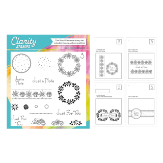 (STA-FL-12293-A5)Claritystamp Floral Elements Set 3 - A5 Square Stamp Set with 4x A6 Composition Swatches