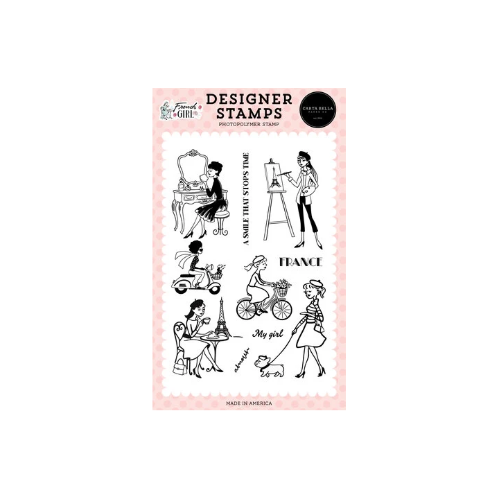 (CBFG490044)Carta Bella Clear Stamp French Girl Designer Stamps My French Girl