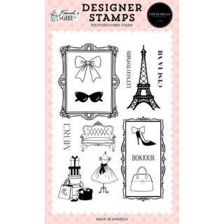(CBFG490045)Carta Bella Clear Stamp French Girl Designer Stamps Paris Days Stamp Set