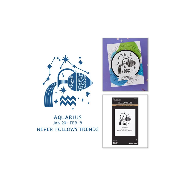 (BPR-038)Spellbinders Block Print Zodiacs Registration Press + Foil Plate Aquarius