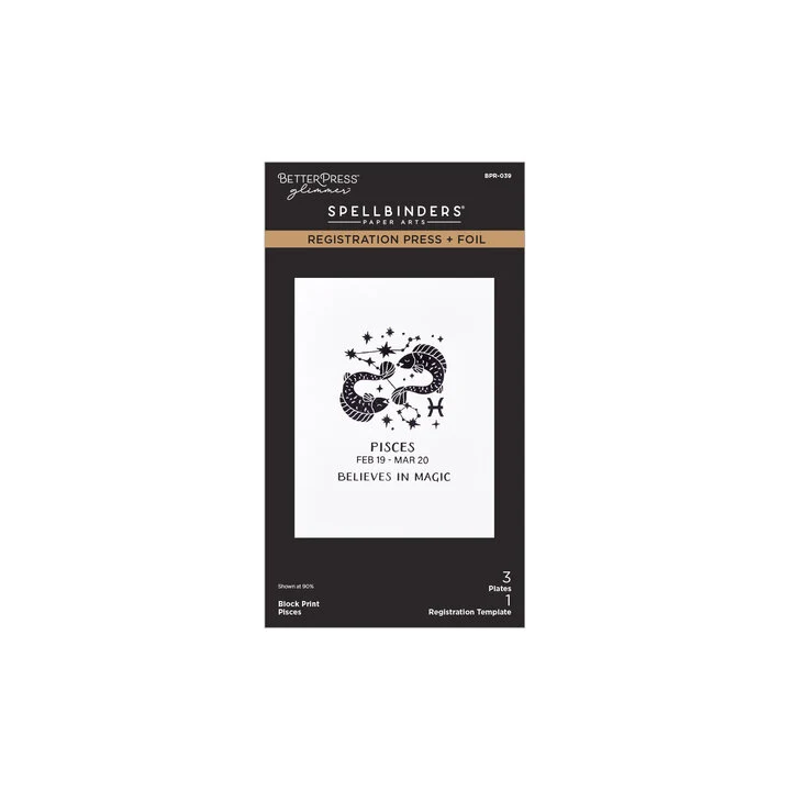 (BPR-039)Spellbinders Block Print Zodiacs Registration Press + Foil Plate Pisces