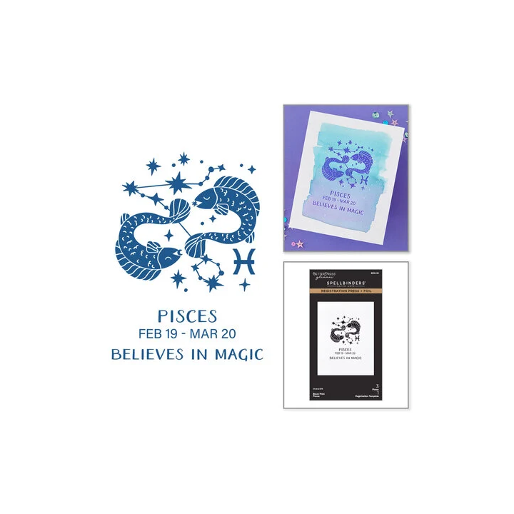 (BPR-039)Spellbinders Block Print Zodiacs Registration Press + Foil Plate Pisces