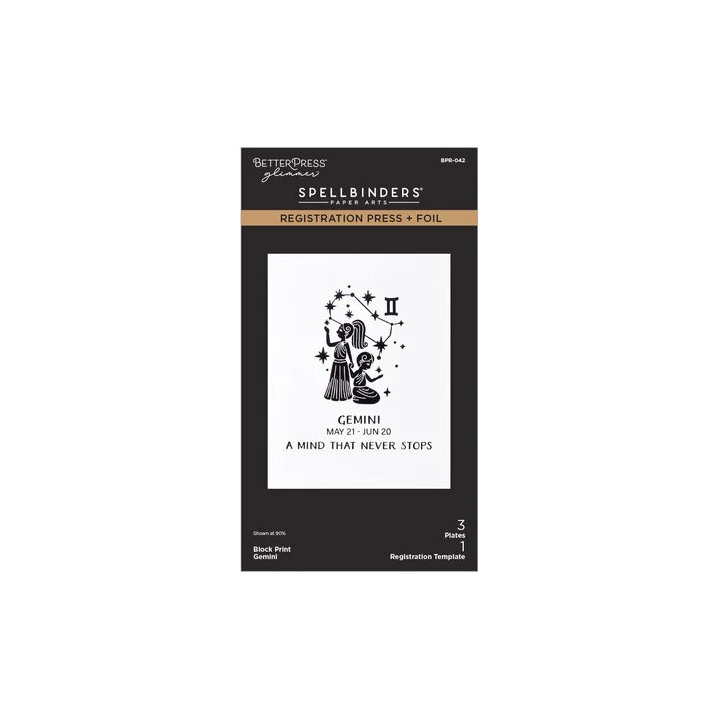 (BPR-042)Spellbinders Block Print Zodiacs Registration Press + Foil Plate Gemini