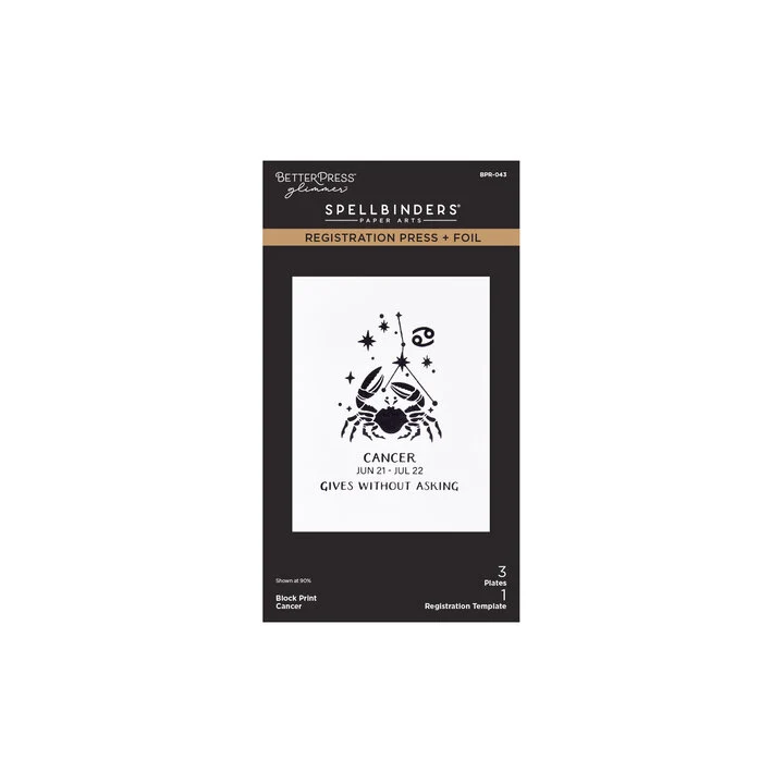 (BPR-043)Spellbinders Block Print Zodiacs Registration Press + Foil Plate Cancer
