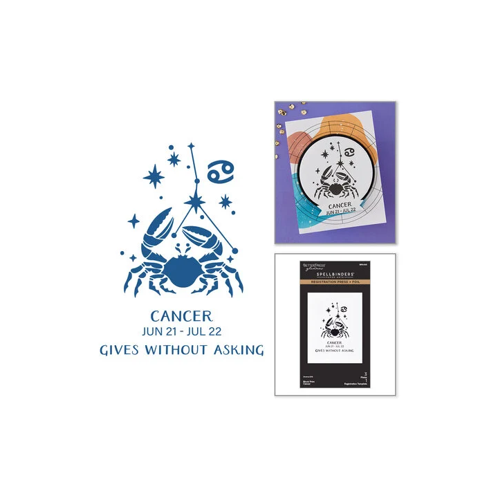 (BPR-043)Spellbinders Block Print Zodiacs Registration Press + Foil Plate Cancer