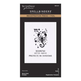(BPR-047)Spellbinders Block Print Zodiacs Registration Press + Foil Plate Scorpio