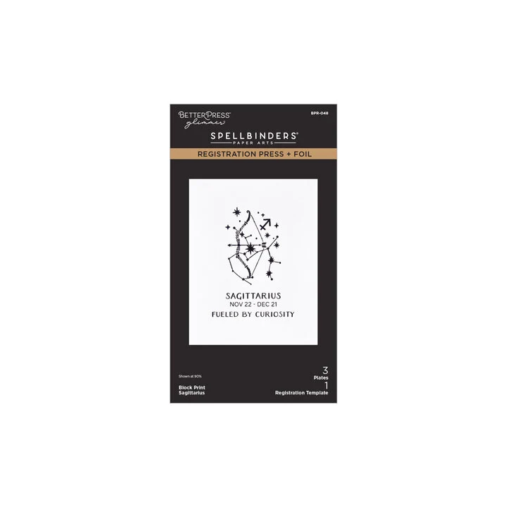 (BPR-048)Spellbinders Block Print Zodiacs Registration Press + Foil Plate Sagittarius