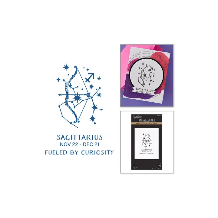 (BPR-048)Spellbinders Block Print Zodiacs Registration Press + Foil Plate Sagittarius