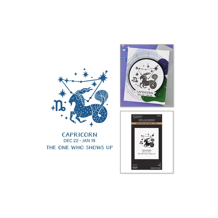 (BPR-049)Spellbinders Block Print Zodiacs Registration Press + Foil Plate Capricorn