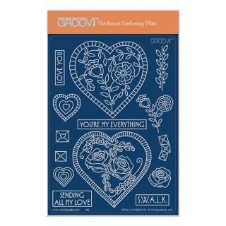 (GRO-LO-42609-02)Groovi® plate A6 Barbara's Floral Hearts