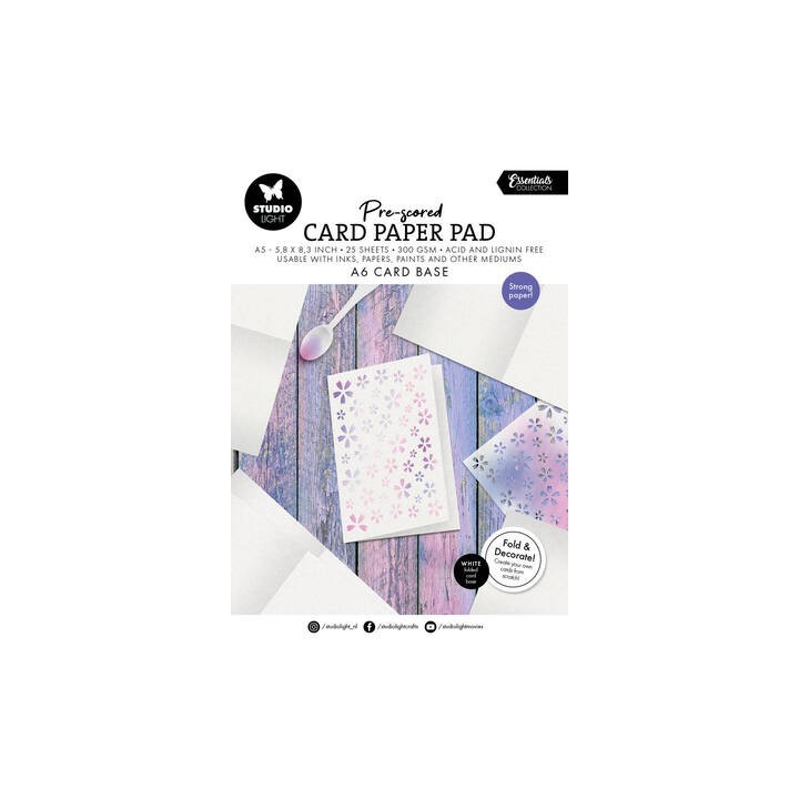 (SL-ES-PP444)Studio Light Card Paper Pad pre-scored white cards Essentials nr. 444