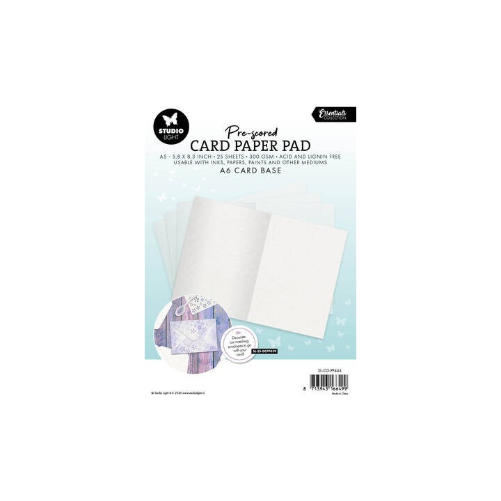 (SL-ES-PP444)Studio Light Card Paper Pad pre-scored white cards Essentials nr. 444