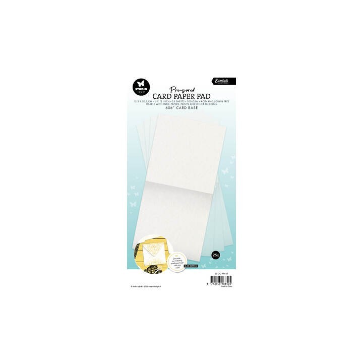 (SL-ES-PP445)Studio Light Card Paper Pad pre-scored white cards Essentials nr. 445