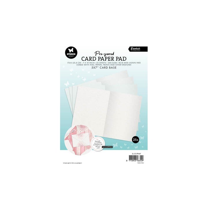 (SL-ES-PP447)Studio Light Card Paper Pad pre-scored white cards Essentials nr. 447