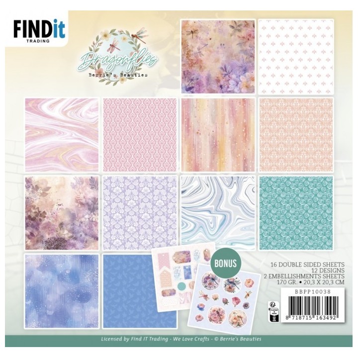 (BBPP10038)Paperpack - Berries Beauties - Dragonflies 20 x 20 cm