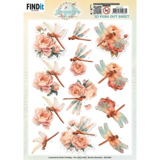 (SB11094)3D Pushout Sheet - Berries Beauties - Dragonflies - Blush