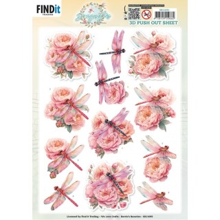 (SB11095)3D Pushout Sheet - Berries Beauties - Dragonflies - Pink