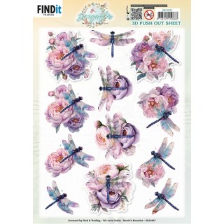 (SB11097)3D Pushout Sheet - Berries Beauties - Dragonflies - Lilac