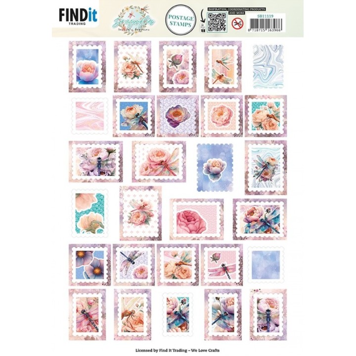 (SB11119)Berries Beauties - Dragonflies - Push Out Postage Stamp