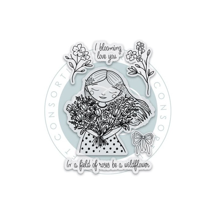 (CCLSTMP007)Craft Consortium Olivia's Wildflower Adventures A6 Photopolymer Stamp Set Be A Wildflower