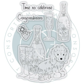 (CCLSTMP006)Craft Consortium Strawberry Tea A6 Photopolymer Stamp Set Celebrate