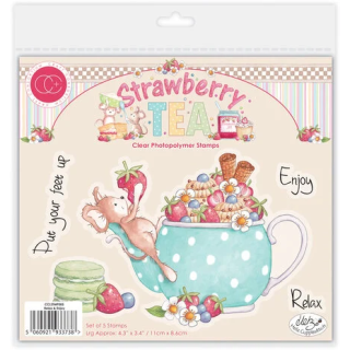 (CCLSTMP005)Craft Consortium Strawberry Tea A6 Photopolymer Stamp Set Relax & Enjoy