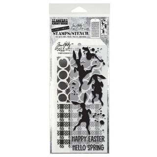 (THMM183)Stampers Anonymous Bunny Hop Tim Holtz Stamps/Stencil
