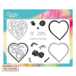 (STA-LO-12304-A5)Claritystamp Barbara's Floral Hearts A5 Stamp & Mask Set