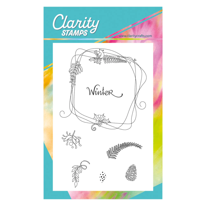 (STA-FL-11530-A6)Claritystamp Barbara's Bijou Entwined Winter Wreath A6 Stamp Set